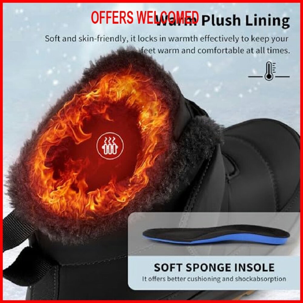 Waterproof Snow Boots with Fur Lining Slip-Resistant Winter Booties - Picture 5 of 7